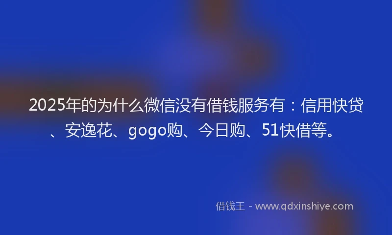 2025年的为什么微信没有借钱服务有：信用快贷、安逸花、gogo购、今日购、51快借等。