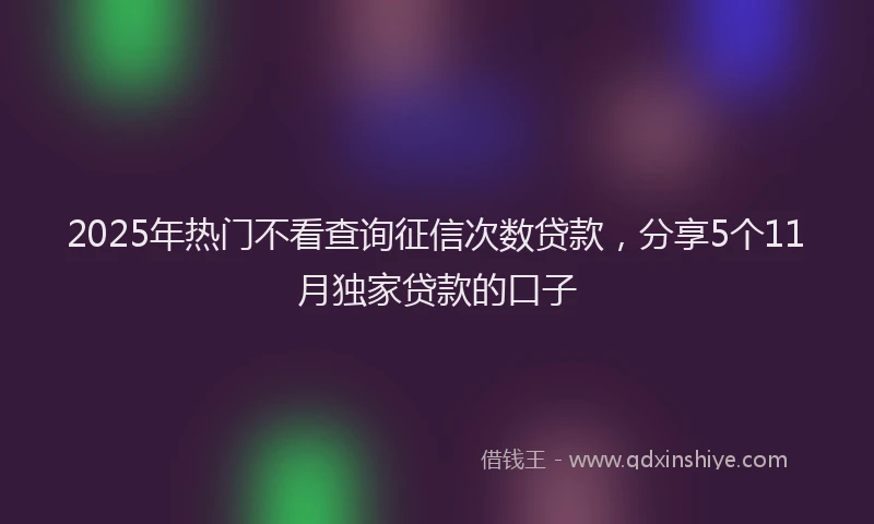 2025年热门不看查询征信次数贷款，分享5个11月独家贷款的口子