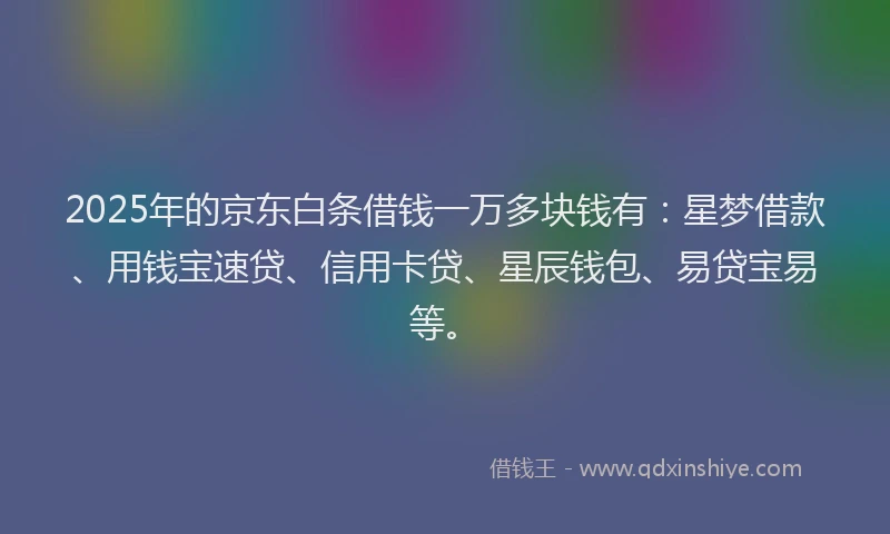 2025年的京东白条借钱一万多块钱有：星梦借款、用钱宝速贷、信用卡贷、星辰钱包、易贷宝易等。