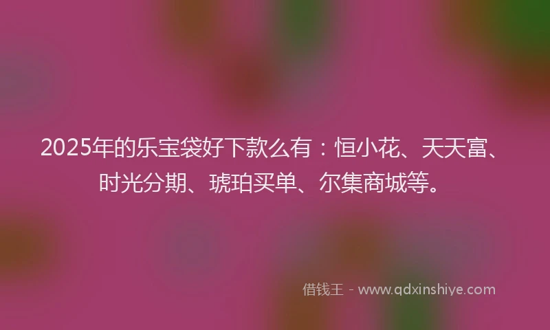 2025年的乐宝袋好下款么有：恒小花、天天富、时光分期、琥珀买单、尔集商城等。