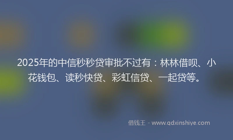 2025年的中信秒秒贷审批不过有：林林借呗、小花钱包、读秒快贷、彩虹信贷、一起贷等。