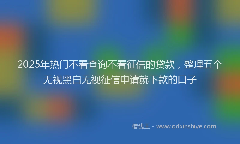 2025年热门不看查询不看征信的贷款，整理五个无视黑白无视征信申请就下款的口子