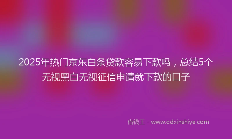 2025年热门京东白条贷款容易下款吗，总结5个无视黑白无视征信申请就下款的口子