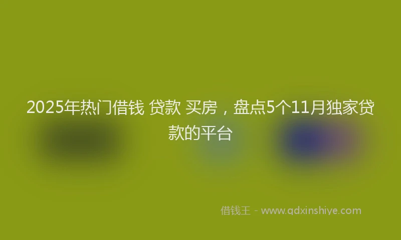 2025年热门借钱 贷款 买房，盘点5个11月独家贷款的平台