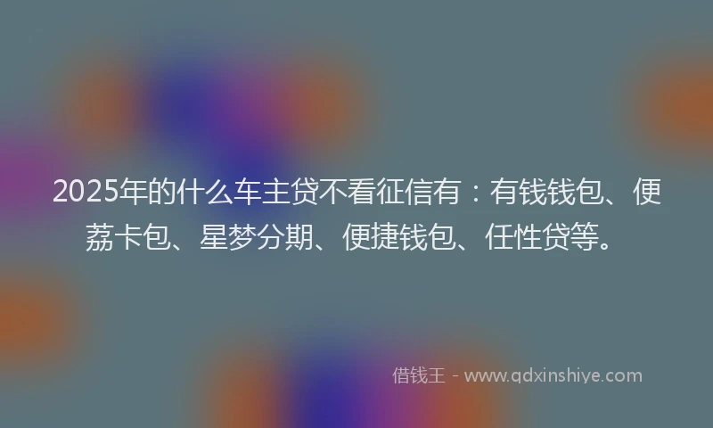 2025年的什么车主贷不看征信有：有钱钱包、便荔卡包、星梦分期、便捷钱包、任性贷等。