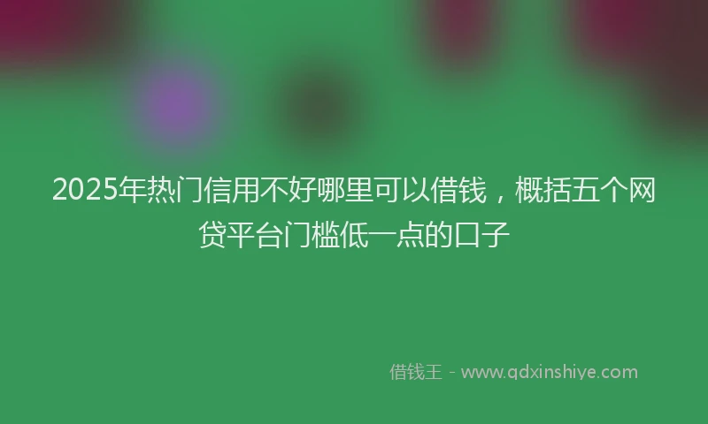 2025年热门信用不好哪里可以借钱，概括五个网贷平台门槛低一点的口子