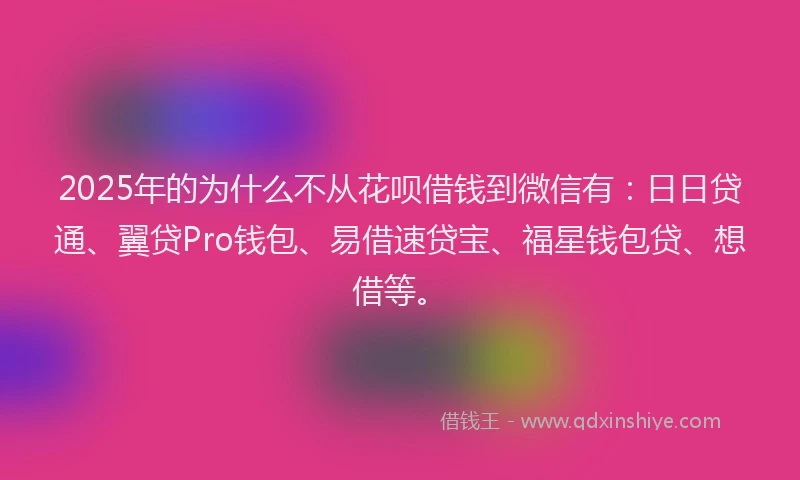 2025年的为什么不从花呗借钱到微信有：日日贷通、翼贷Pro钱包、易借速贷宝、福星钱包贷、想借等。