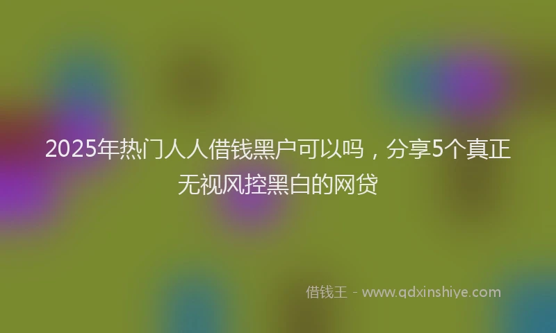 2025年热门人人借钱黑户可以吗，分享5个真正无视风控黑白的网贷