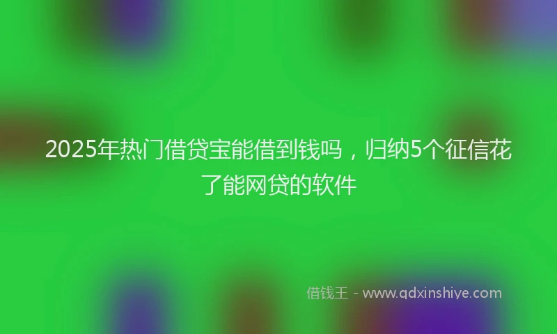 2025年热门借贷宝能借到钱吗，归纳5个征信花了能网贷的软件