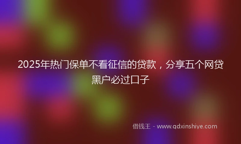 2025年热门保单不看征信的贷款，分享五个网贷黑户必过口子