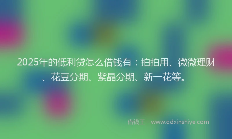 2025年的低利贷怎么借钱有：拍拍用、微微理财、花豆分期、紫晶分期、新一花等。