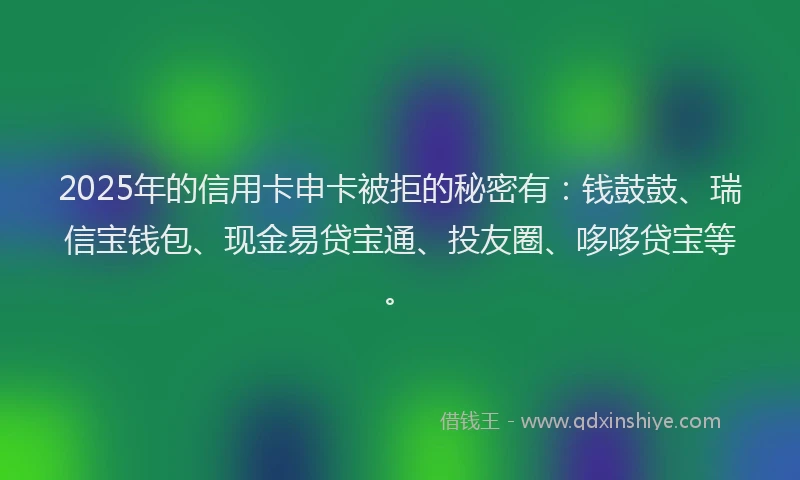 2025年的信用卡申卡被拒的秘密有：钱鼓鼓、瑞信宝钱包、现金易贷宝通、投友圈、哆哆贷宝等。