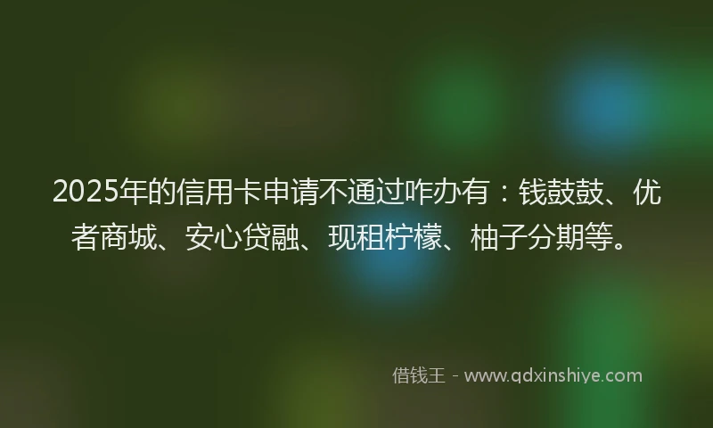 2025年的信用卡申请不通过咋办有：钱鼓鼓、优者商城、安心贷融、现租柠檬、柚子分期等。