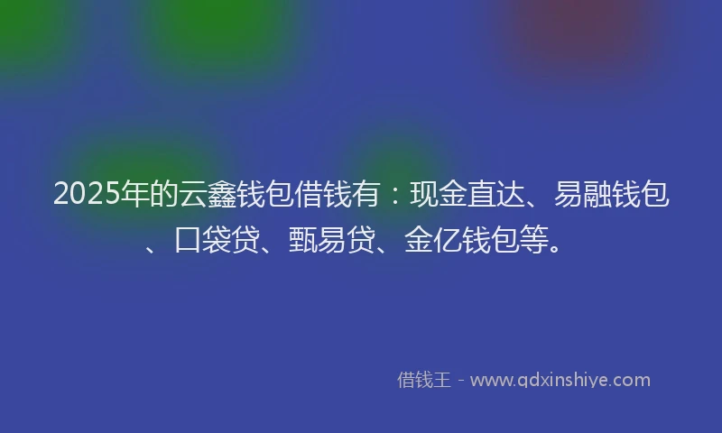 2025年的云鑫钱包借钱有：现金直达、易融钱包、口袋贷、甄易贷、金亿钱包等。