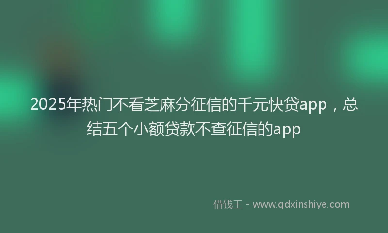 2025年热门不看芝麻分征信的千元快贷app，总结五个小额贷款不查征信的app