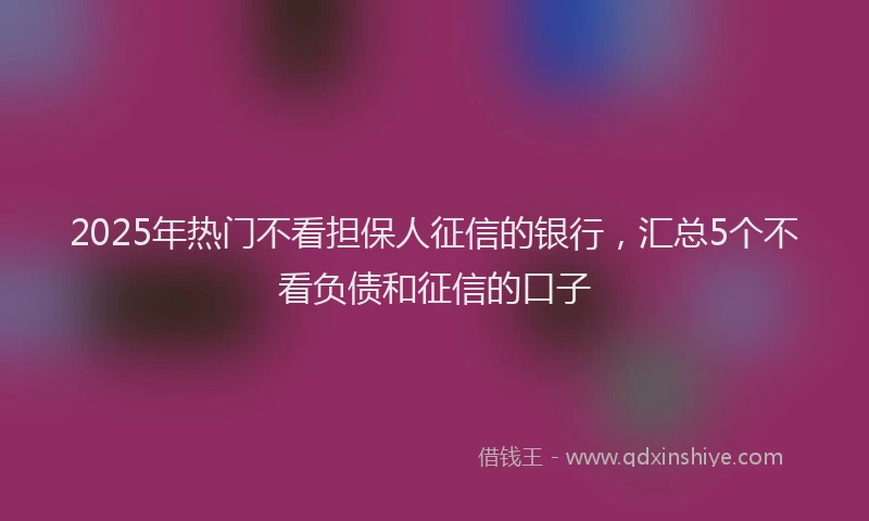 2025年热门不看担保人征信的银行，汇总5个不看负债和征信的口子