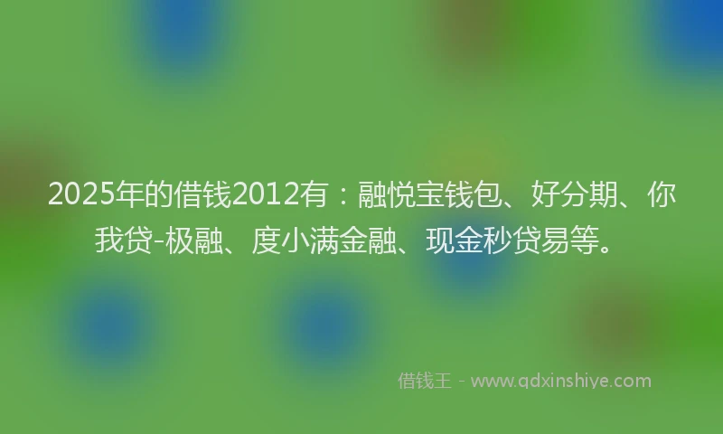 2025年的借钱2012有：融悦宝钱包、好分期、你我贷-极融、度小满金融、现金秒贷易等。