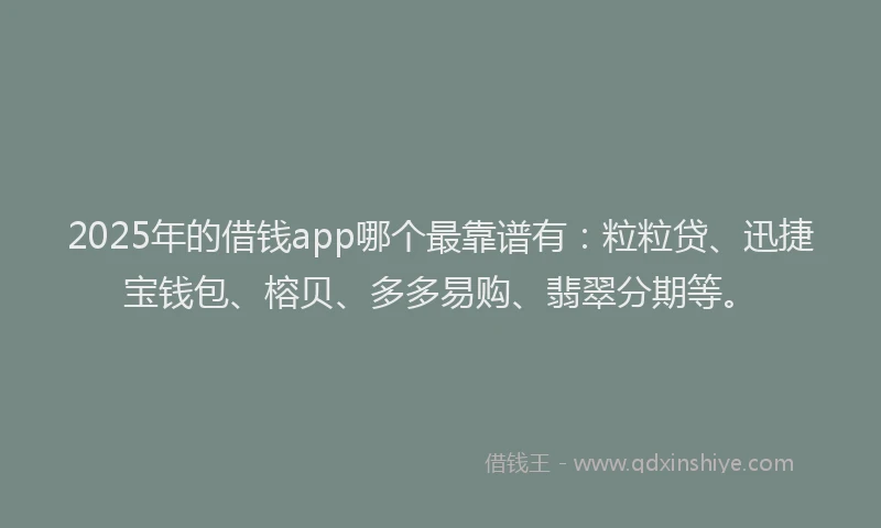 2025年的借钱app哪个最靠谱有：粒粒贷、迅捷宝钱包、榕贝、多多易购、翡翠分期等。