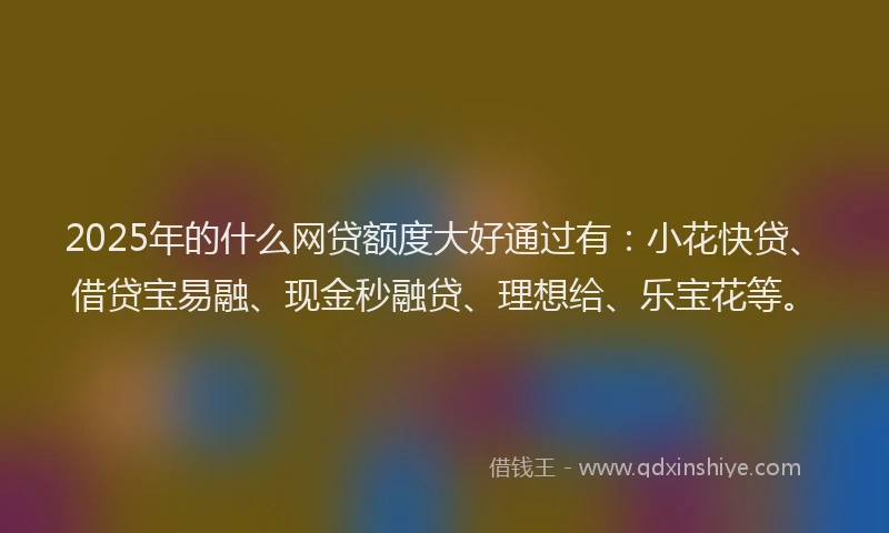 2025年的什么网贷额度大好通过有：小花快贷、借贷宝易融、现金秒融贷、理想给、乐宝花等。