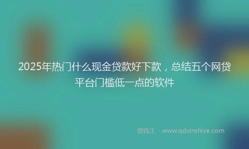 2025年热门什么现金贷款好下款，总结五个网贷平台门槛低一点的软件