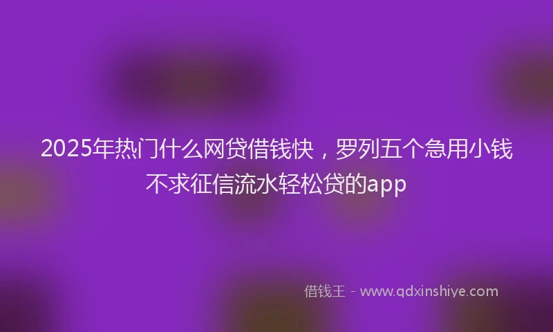 2025年热门什么网贷借钱快，罗列五个急用小钱不求征信流水轻松贷的app
