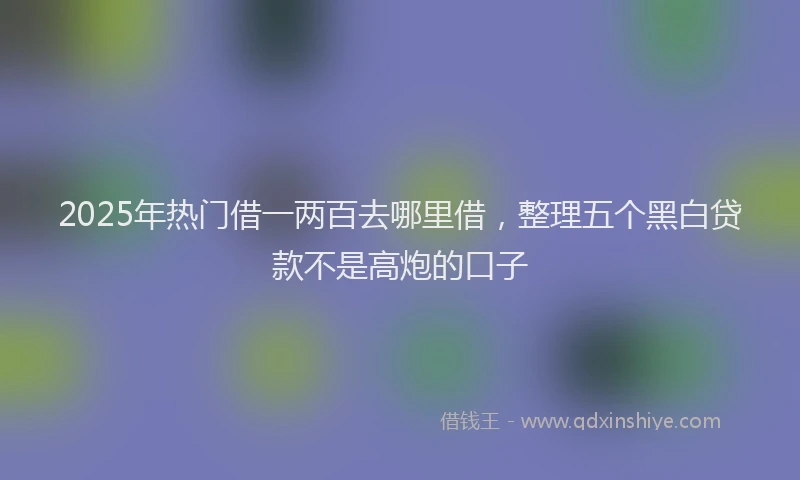 2025年热门借一两百去哪里借，整理五个黑白贷款不是高炮的口子