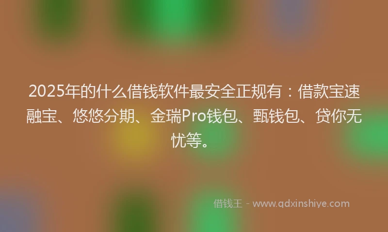2025年的什么借钱软件最安全正规有：借款宝速融宝、悠悠分期、金瑞Pro钱包、甄钱包、贷你无忧等。