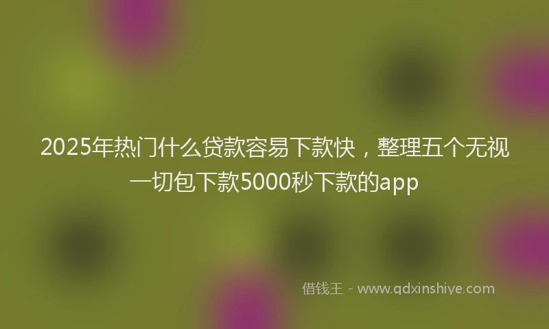 2025年热门什么贷款容易下款快,整理五个无视一切包下款5000秒下款的app