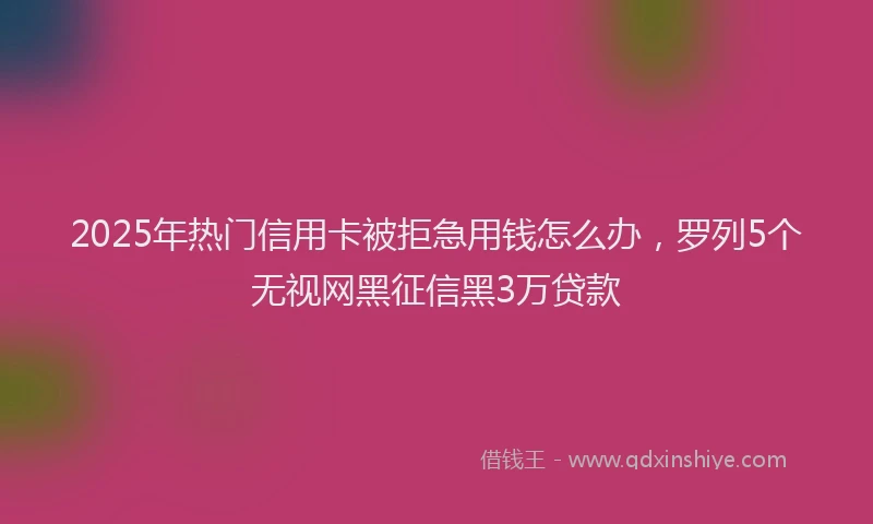2025年热门信用卡被拒急用钱怎么办，罗列5个无视网黑征信黑3万贷款