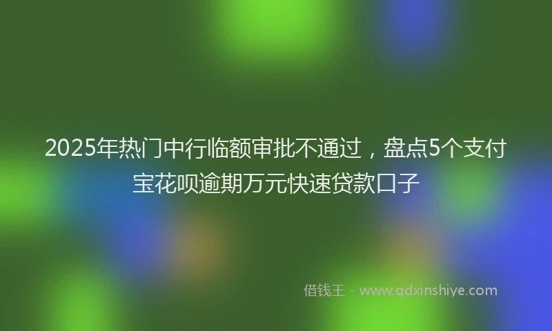 2025年热门中行临额审批不通过，盘点5个支付宝花呗逾期万元快速贷款口子