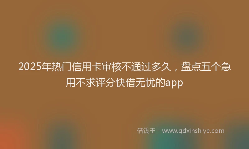 2025年热门信用卡审核不通过多久，盘点五个急用不求评分快借无忧的app