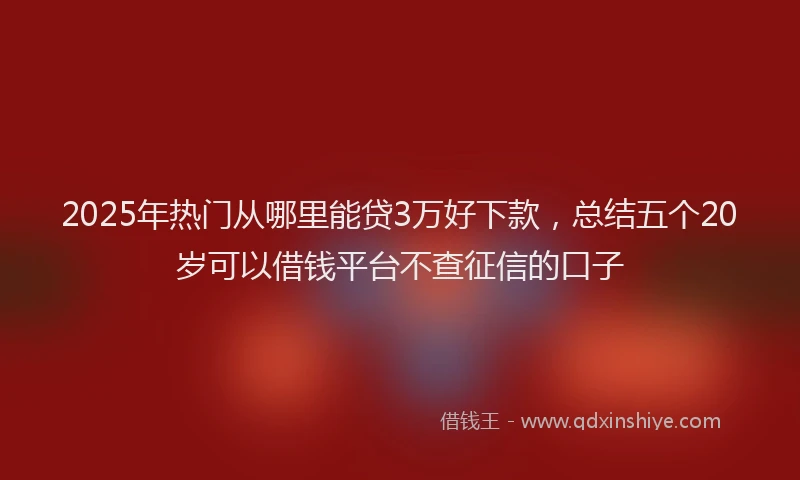 2025年热门从哪里能贷3万好下款，总结五个20岁可以借钱平台不查征信的口子
