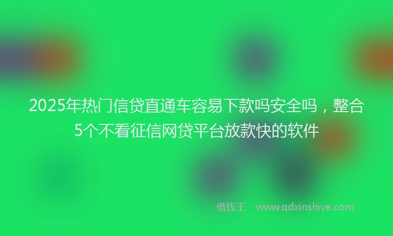 2025年热门信贷直通车容易下款吗安全吗，整合5个不看征信网贷平台放款快的软件