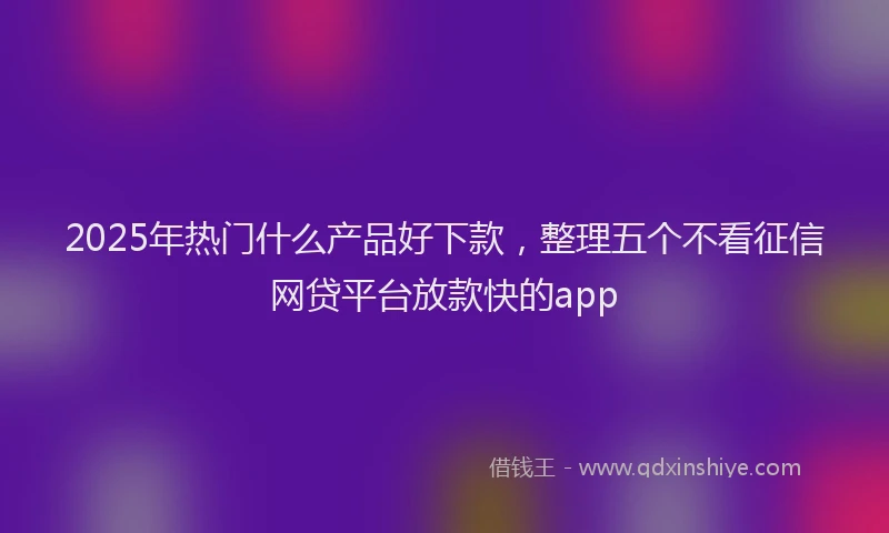 2025年热门什么产品好下款，整理五个不看征信网贷平台放款快的app