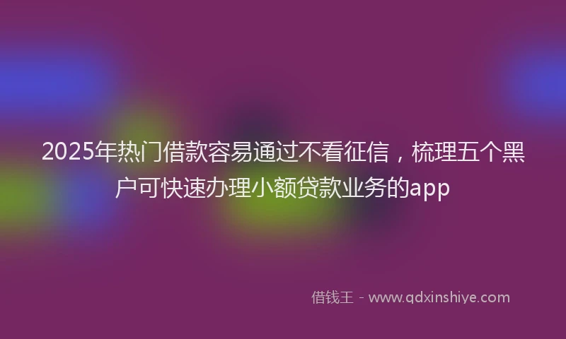 2025年热门借款容易通过不看征信，梳理五个黑户可快速办理小额贷款业务的app