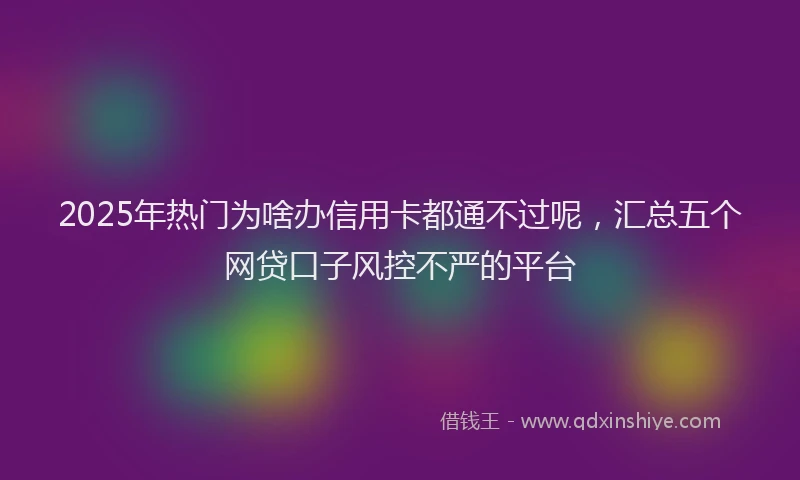 2025年热门为啥办信用卡都通不过呢，汇总五个网贷口子风控不严的平台