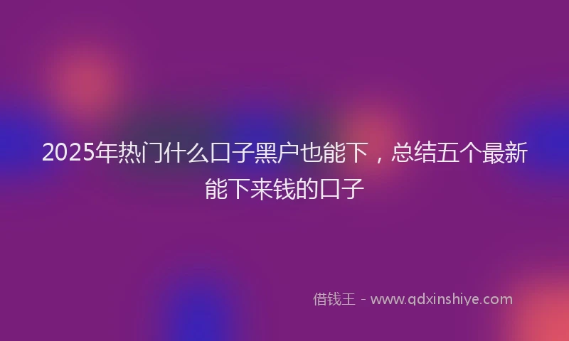 2025年热门什么口子黑户也能下，总结五个最新能下来钱的口子