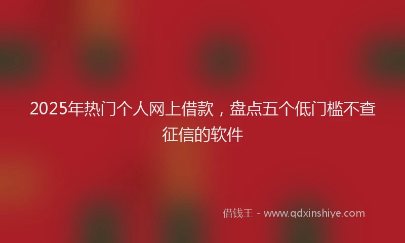 2025年热门个人网上借款，盘点五个低门槛不查征信的软件