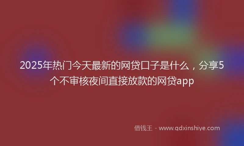 2025年热门今天最新的网贷口子是什么，分享5个不审核夜间直接放款的网贷app