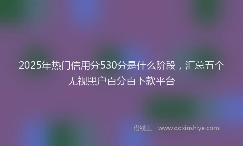 2025年热门信用分530分是什么阶段，汇总五个无视黑户百分百下款平台