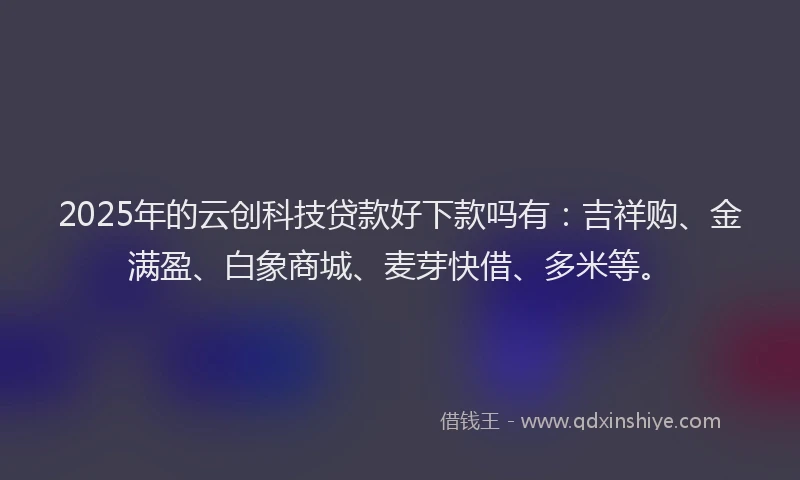 2025年的云创科技贷款好下款吗有：吉祥购、金满盈、白象商城、麦芽快借、多米等。