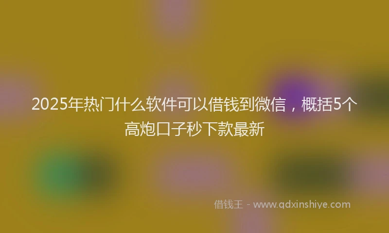 2025年热门什么软件可以借钱到微信，概括5个高炮口子秒下款最新