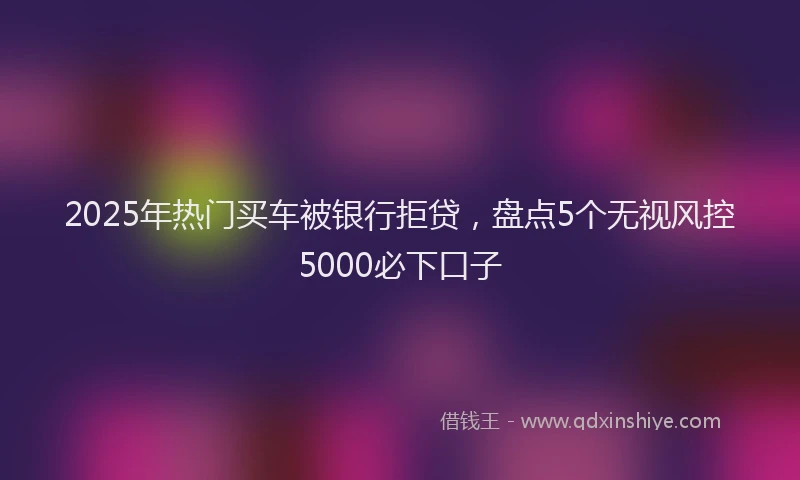 2025年热门买车被银行拒贷，盘点5个无视风控5000必下口子