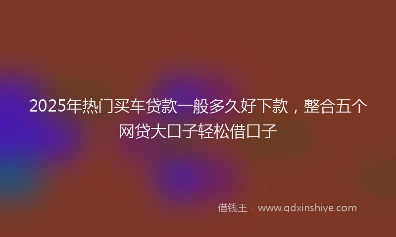 2025年热门买车贷款一般多久好下款，整合五个网贷大口子轻松借口子