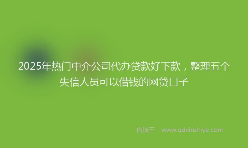 2025年热门中介公司代办贷款好下款，整理五个失信人员可以借钱的网贷口子