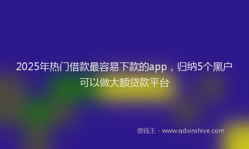 2025年热门借款最容易下款的app，归纳5个黑户可以做大额贷款平台
