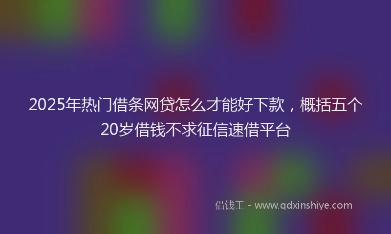 2025年热门借条网贷怎么才能好下款，概括五个20岁借钱不求征信速借平台
