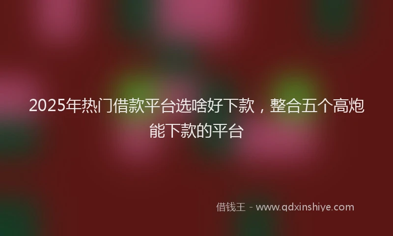 2025年热门借款平台选啥好下款，整合五个高炮能下款的平台