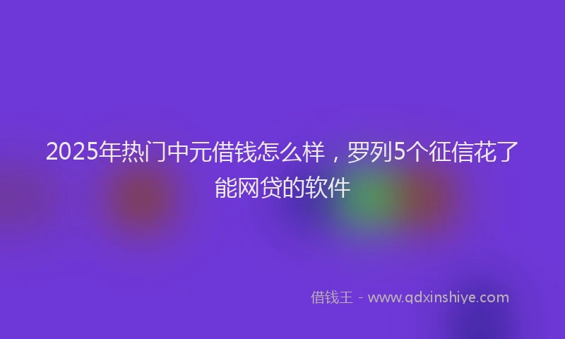 2025年热门中元借钱怎么样，罗列5个征信花了能网贷的软件