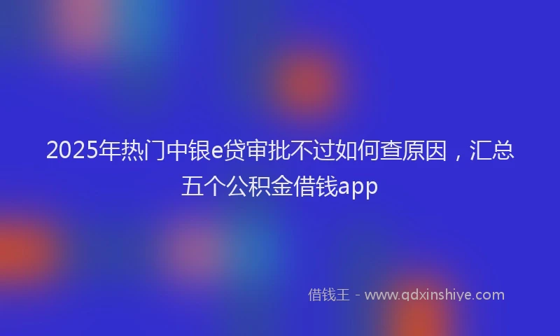 2025年热门中银e贷审批不过如何查原因，汇总五个公积金借钱app